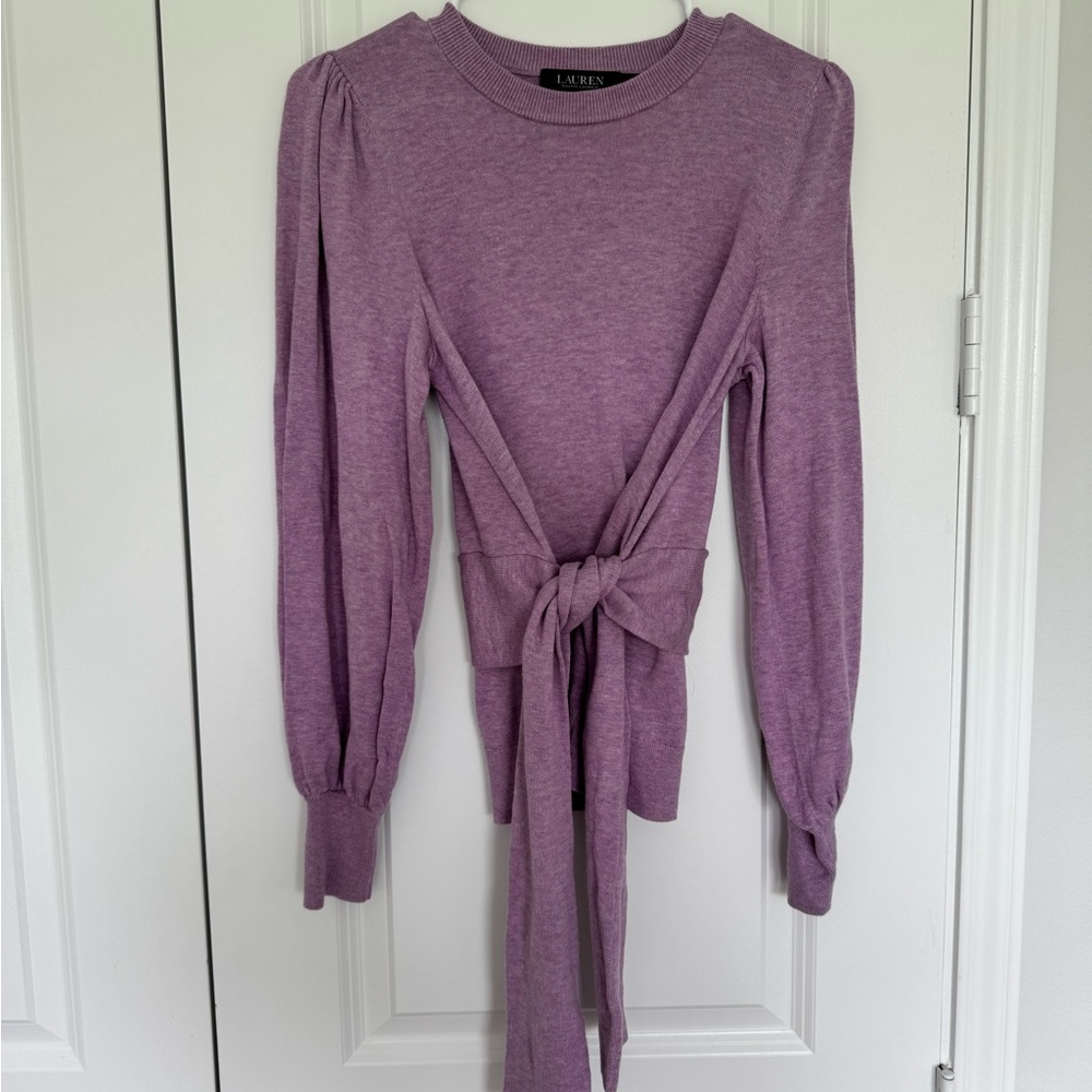 Lauren Ralph Lauren Purple Knit Tie-Front Top